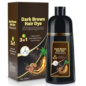 Dark Brown Hair Dye Shampoo for Gray Hair, 3 in 1 Herbal Ingredients, 500 ml